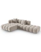 Clotilde Velours Clotilde Ecksofa für 4 Personen, offen links, hellbeige, 294 x 177 x 70 cm