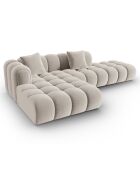Clotilde Velours Clotilde Ecksofa für 4 Personen, offen links, hellbeige, 294 x 177 x 70 cm