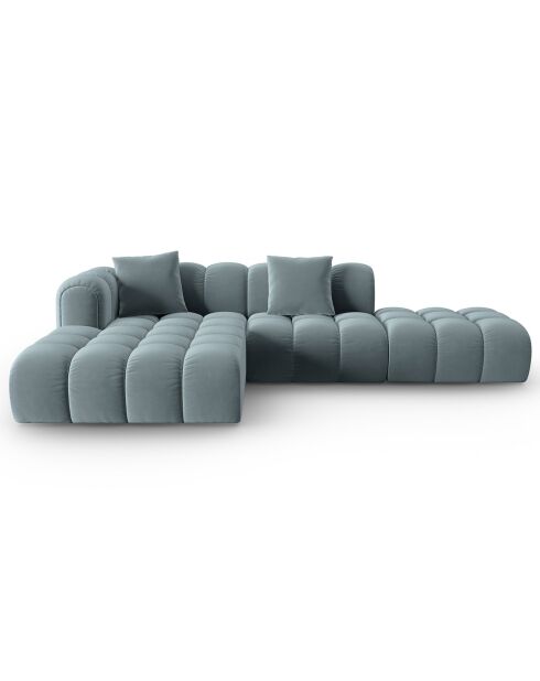 Clotilde Velours Clotilde 4-Sitzer-Ecksofa, offen, links, 294 x 177 x 70 cm, hellblau