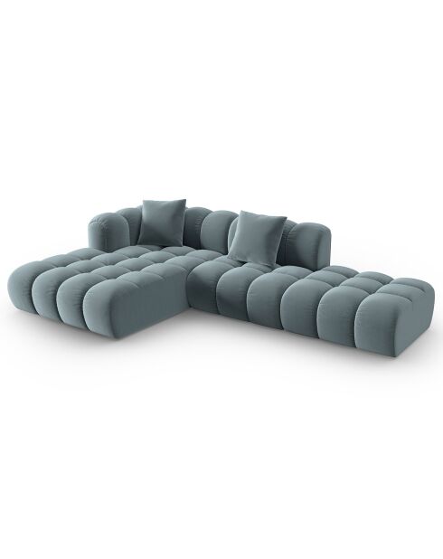 Clotilde Velours Clotilde 4-Sitzer-Ecksofa, offen, links, 294 x 177 x 70 cm, hellblau