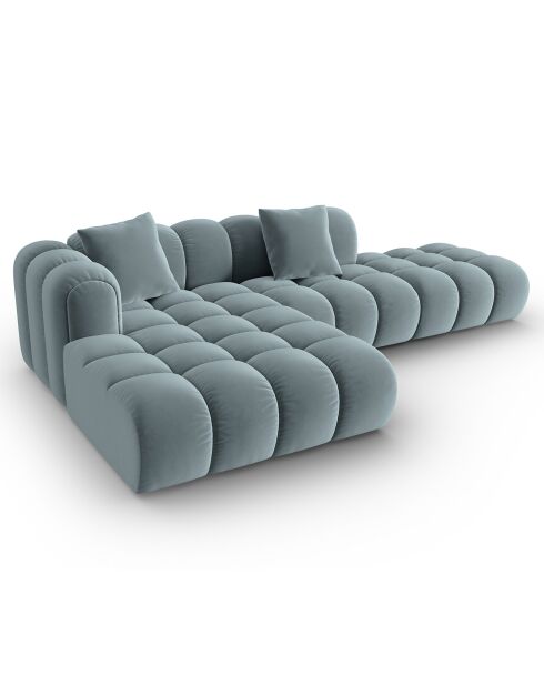 Clotilde Velours Clotilde 4-Sitzer-Ecksofa, offen, links, 294 x 177 x 70 cm, hellblau