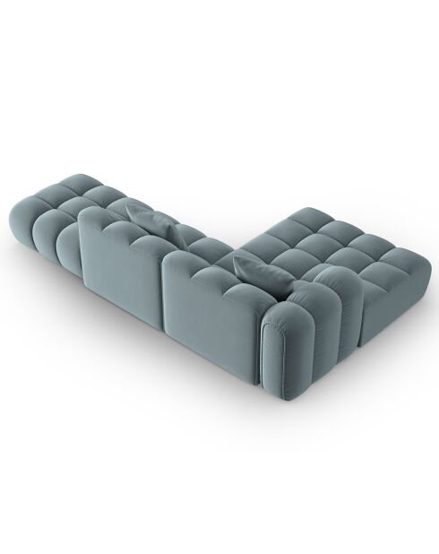 Clotilde Velours Clotilde 4-Sitzer-Ecksofa, offen, links, 294 x 177 x 70 cm, hellblau