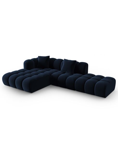 Clotilde Velours Clotilde 4-Sitzer, offenes Ecksofa, links, 294 x 177 x 70 cm, Königsblau