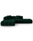 Canapé d'angle gauche Ouvert Velours Clotilde 4 Places vert bouteille - 294x177x70 cm