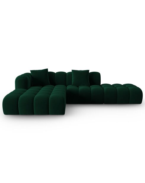 Canapé d'angle gauche Ouvert Velours Clotilde 4 Places vert bouteille - 294x177x70 cm
