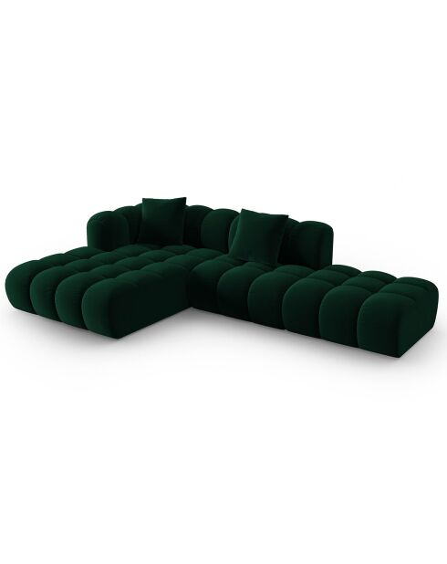 Canapé d'angle gauche Ouvert Velours Clotilde 4 Places vert bouteille - 294x177x70 cm