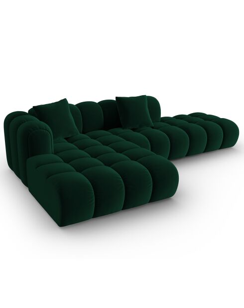 Canapé d'angle gauche Ouvert Velours Clotilde 4 Places vert bouteille - 294x177x70 cm