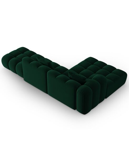 Canapé d'angle gauche Ouvert Velours Clotilde 4 Places vert bouteille - 294x177x70 cm