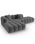 Canapé d'angle gauche Ouvert Velours Clotilde 4 Places ciment - 294x177x70 cm