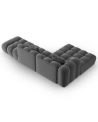 Canapé d'angle gauche Ouvert Velours Clotilde 4 Places ciment - 294x177x70 cm