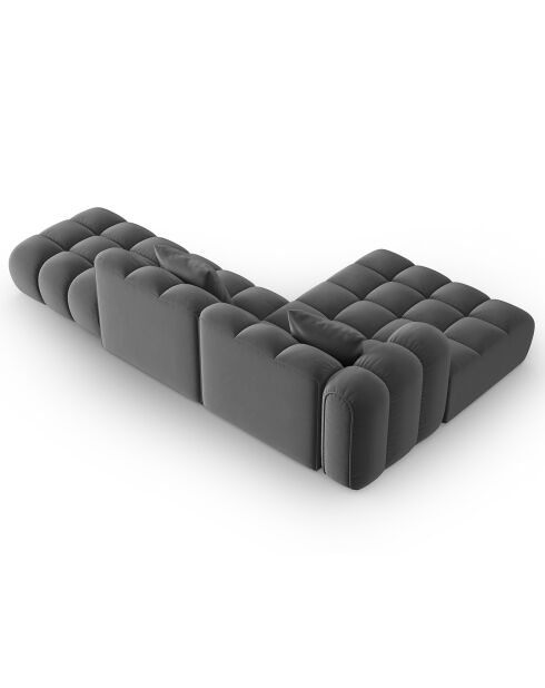 Canapé d'angle gauche Ouvert Velours Clotilde 4 Places ciment - 294x177x70 cm