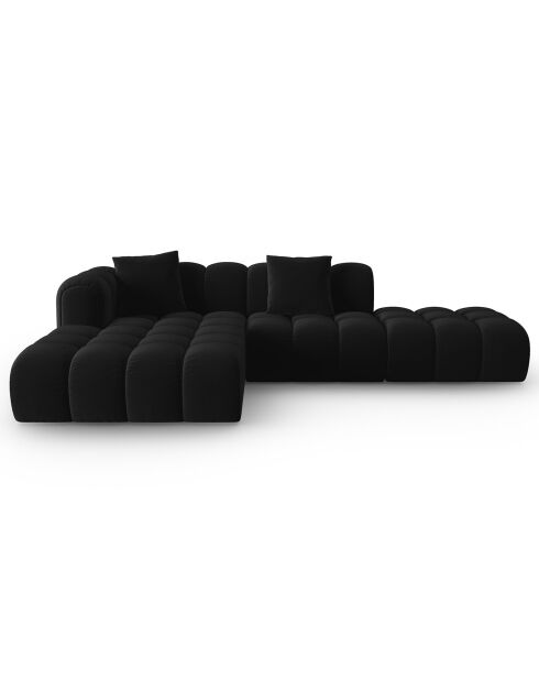 Canapé d'angle gauche Ouvert Velours Clotilde 4 Places noir - 294x177x70 cm