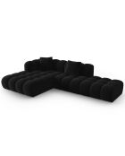 Canapé d'angle gauche Ouvert Velours Clotilde 4 Places noir - 294x177x70 cm