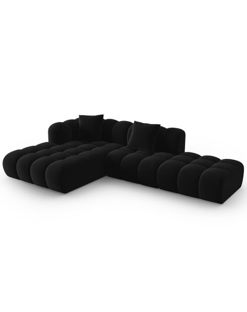 Canapé d'angle gauche Ouvert Velours Clotilde 4 Places noir - 294x177x70 cm