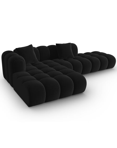 Canapé d'angle gauche Ouvert Velours Clotilde 4 Places noir - 294x177x70 cm
