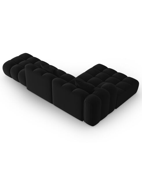 Canapé d'angle gauche Ouvert Velours Clotilde 4 Places noir - 294x177x70 cm