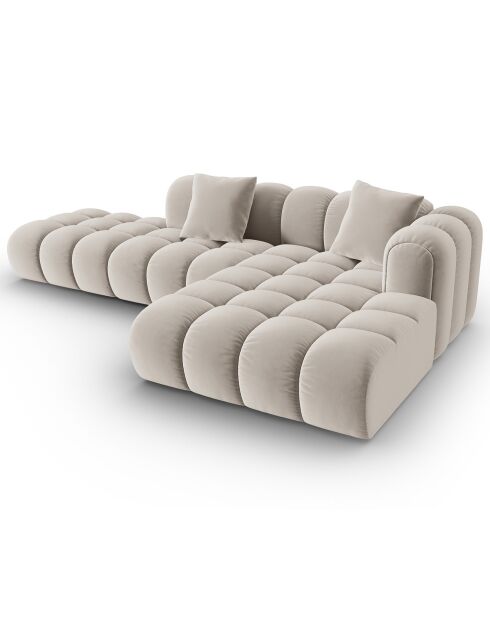 Clotilde Velours Clotilde Ecksofa für 4 Personen, offen rechts, hellbeige — 294 x 177 x 70 cm