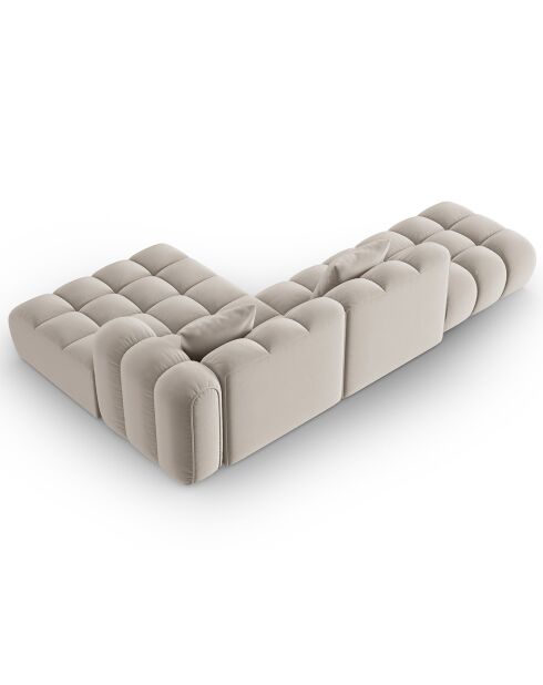 Clotilde Velours Clotilde Ecksofa für 4 Personen, offen rechts, hellbeige — 294 x 177 x 70 cm