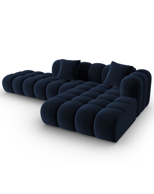 Clotilde Velours Clotilde 4-Sitzer, offenes Ecksofa, rechts, 294 x 177 x 70 cm, Königsblau
