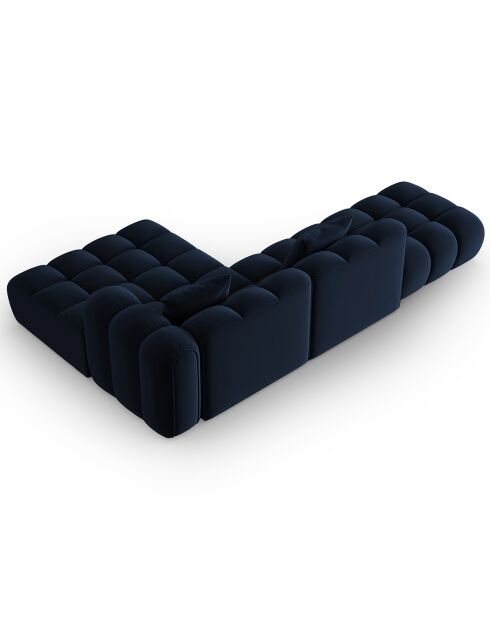 Clotilde Velours Clotilde 4-Sitzer, offenes Ecksofa, rechts, 294 x 177 x 70 cm, Königsblau