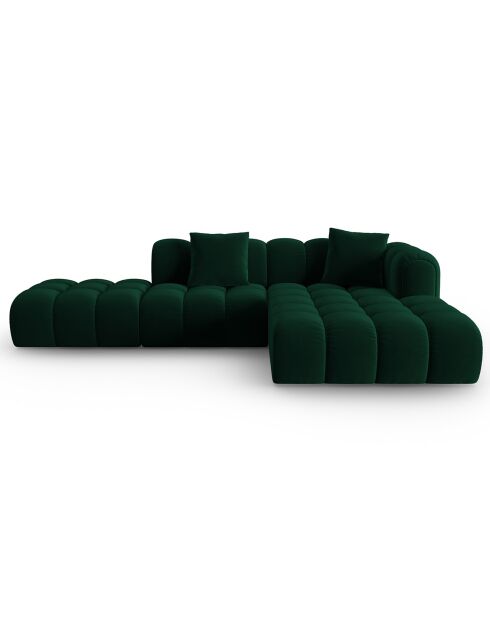 Canapé d'angle droit Ouvert Velours Clotilde 4 Places vert bouteille - 294x177x70 cm