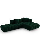 Canapé d'angle droit Ouvert Velours Clotilde 4 Places vert bouteille - 294x177x70 cm