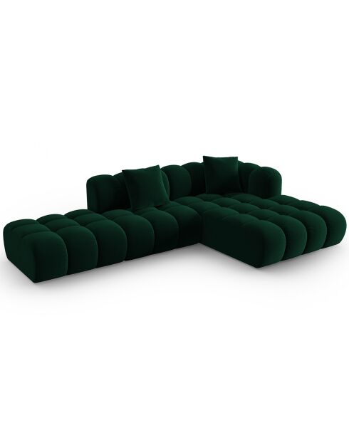 Canapé d'angle droit Ouvert Velours Clotilde 4 Places vert bouteille - 294x177x70 cm