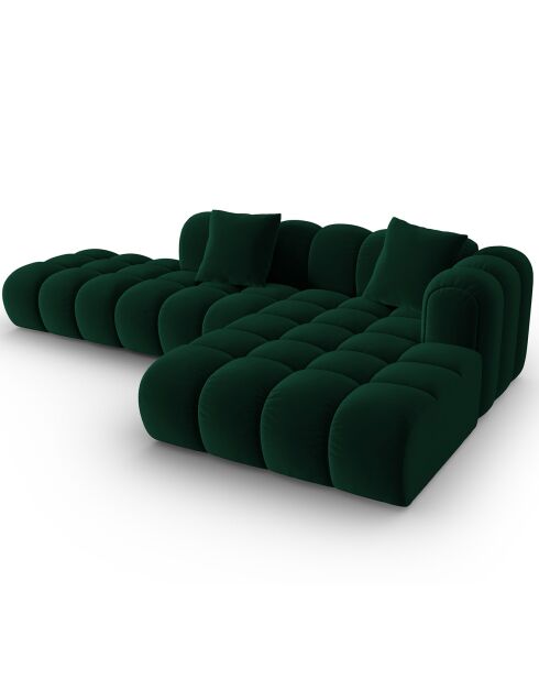 Clotilde Velours Clotilde 4-Sitzer-Ecksofa mit offener rechter Öffnung, flaschengrün — 294 x 177 x 70 cm