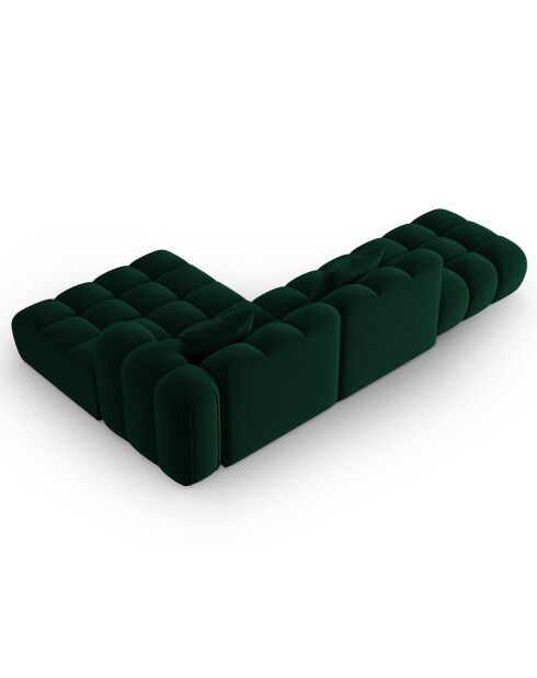 Canapé d'angle droit Ouvert Velours Clotilde 4 Places vert bouteille - 294x177x70 cm