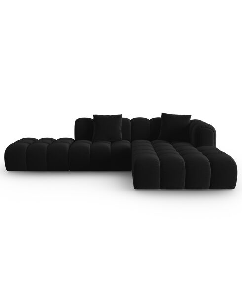 Clotilde Velours Clotilde Ecksofa für 4 Personen, offen, rechts, 294 x 177 x 70 cm, Schwarz