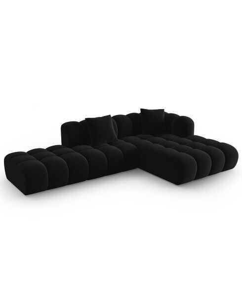 Clotilde Velours Clotilde Ecksofa für 4 Personen, offen, rechts, 294 x 177 x 70 cm, Schwarz