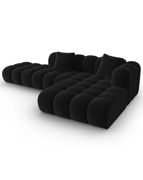 Clotilde Velours Clotilde Ecksofa für 4 Personen, offen, rechts, 294 x 177 x 70 cm, Schwarz