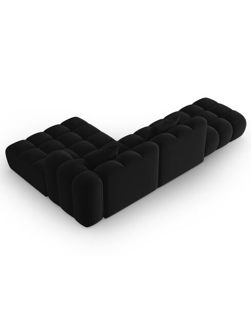Clotilde Velours Clotilde Ecksofa für 4 Personen, offen, rechts, 294 x 177 x 70 cm, Schwarz