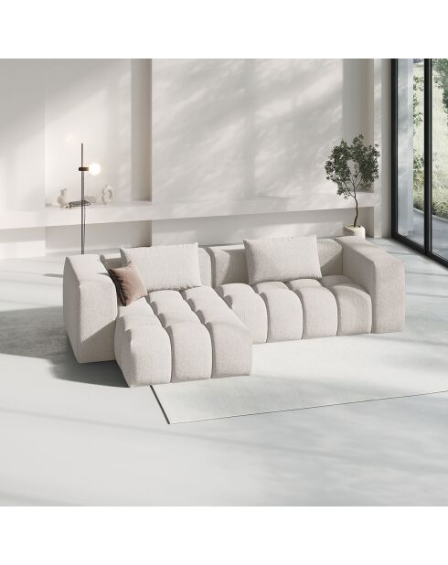 Canapé d'angle gauche Modulaire Lorella 3 Places beige - 260x145x70 cm