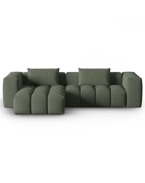 Canapé d'angle gauche Modulaire Lorella 3 Places vert olive foncé - 260x145x70 cm