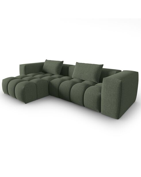 Canapé d'angle gauche Modulaire Lorella 3 Places vert olive foncé - 260x145x70 cm