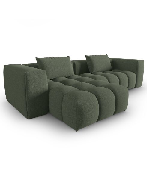 Canapé d'angle gauche Modulaire Lorella 3 Places vert olive foncé - 260x145x70 cm