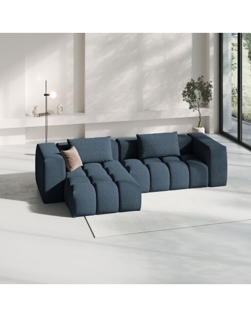 Canapé d'angle gauche Modulaire Lorella 3 Places bleu foncé - 260x145x70 cm
