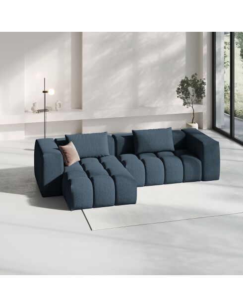 Canapé d'angle gauche Modulaire Lorella 3 Places bleu foncé - 260x145x70 cm