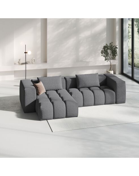 Canapé d'angle gauche Modulaire Lorella 3 Places gris - 260x145x70 cm