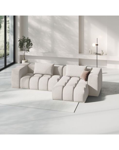 Canapé d'angle droit Modulaire Lorella 3 Places beige - 260x145x70 cm