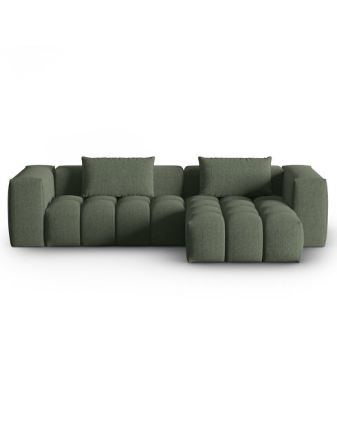 Canapé d'angle droit Modulaire Lorella 3 Places vert olive foncé - 260x145x70 cm