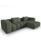 Canapé d'angle droit Modulaire Lorella 3 Places vert olive foncé - 260x145x70 cm