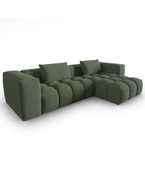 Canapé d'angle droit Modulaire Lorella 3 Places vert olive foncé - 260x145x70 cm