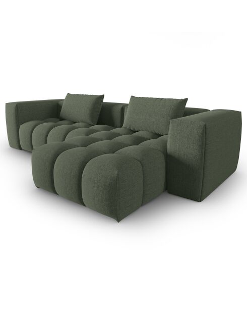 Canapé d'angle droit Modulaire Lorella 3 Places vert olive foncé - 260x145x70 cm