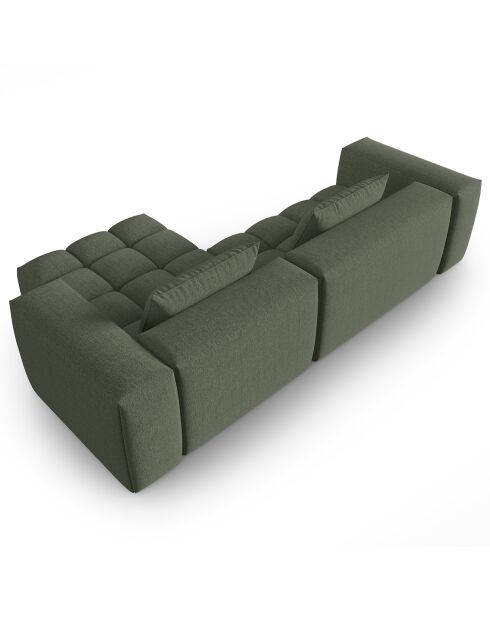 Canapé d'angle droit Modulaire Lorella 3 Places vert olive foncé - 260x145x70 cm