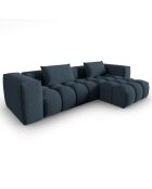 Canapé d'angle droit Modulaire Lorella 3 Places bleu foncé - 260x145x70 cm