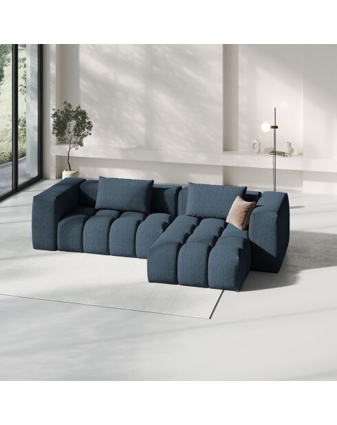 Canapé d'angle droit Modulaire Lorella 3 Places bleu foncé - 260x145x70 cm