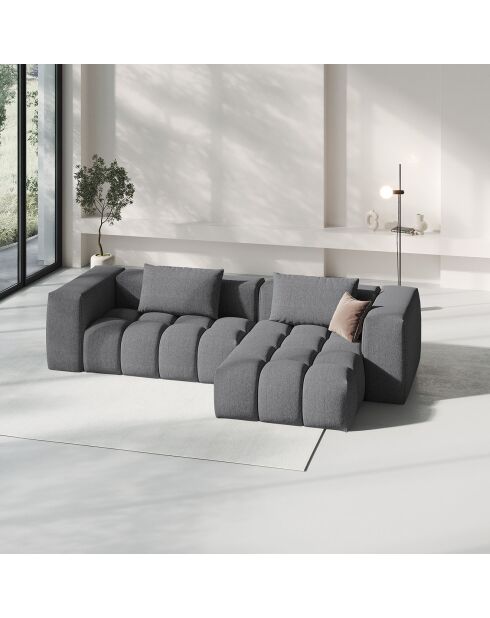 Canapé d'angle droit Modulaire Lorella 3 Places gris - 260x145x70 cm