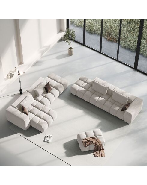 Canapé d'angle gauche Modulaire Lorella 4 Places beige - 265x145x70 cm
